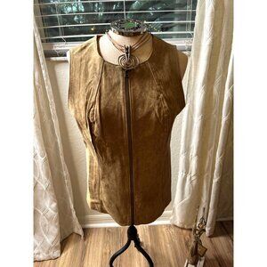 VTG 90s Chadwicks Of Boston Womens M Leather Sleeveless Vest waist coat Zipper